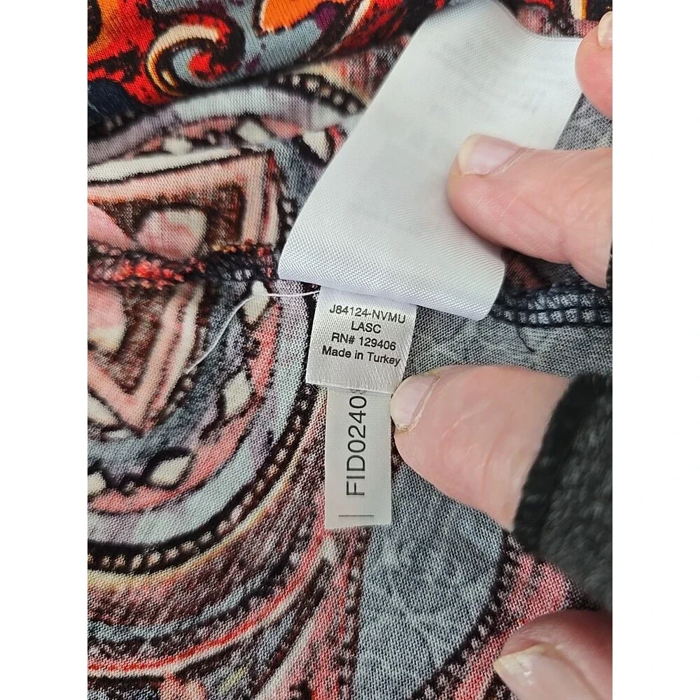 Lascana for Venus Paisley Tank Top Red Navy Sleeveless Keyhole Neck Boho Summer - Picture 10 of 11